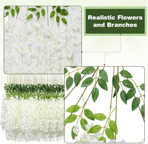 Alotiki White Wisteria Hanging Flowers, 75 Pack Fake Hanging Flowers - Image 5