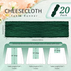 20 Pack Emerald Green Cheesecloth Table Runner Boho Gauze Table Decor - Image 2