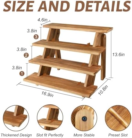 Wooden Cupcake Stand for 24 Cupcakes, 4 Tier Cupcake Display Stand Rustic Tiered Display Stand Dessert Table Display Set Cupcake Stand for Baby Shower Decorations Birthday Party Supplies Perfume Display(Pine Wood 2Pcs) - Image 3