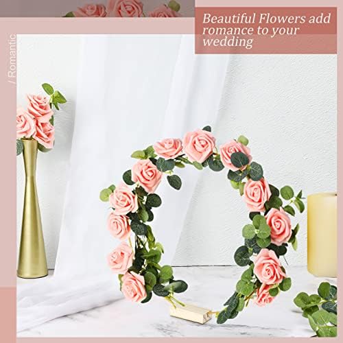 Yinder 15 Pcs Metal Floral Gold Hoop Centerpiece with Stand,10 Inch,Pink - Image 7