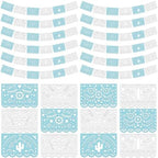 Tiamon 12 Pack Mexican Party Decorations Plastic Papel Picado Banner Garland Waterproof Cielito Lindo Decor for Baby Shower Day of The Dead Wedding Cinco De Mayo Outdoor Decor (Blue White) by Tiamon