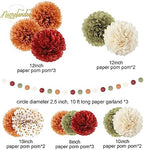 NICROLANDEE Fall Wedding Decorations Set - Tissue Pom Poms, Dots Paper Garland, Maple Leaves Hanging Paper Lanterns, Crepe Paper Streamers for Autumn Harvest Party - Image 5