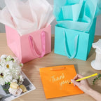 AZOWA Pink Square Gift Bags with Tissue - 12 Inch Paper Bags with Handles Birthday Party Favor Christmas Wedding Gift Box Flowers Decoration (10 PCS, 12x12x12 in) - Image 6