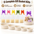 Gift Basket Kit Set of 5, Woven Rope Baskets for DIY Gifts - Image 2