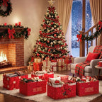 CHENGU 6 Pack Christmas Basket Collapsible Poinsettia Christmas Storage Bin - Image 6