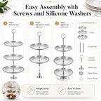 YOUNTHYE 2 Pack Silver Cupcake Stand, 3 Tier Stainless Steel Tiered Serving Tray, Dessert Display Stand for Cupcakes, Cookies, Fruit, Wedding, Birthday, Tea Party and Holiday Table - Image 3