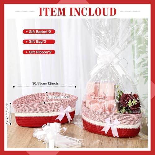 Colingmill 2 Pack 12''x8''x5'' Woven Gift Basket Empty,Red - Image 2