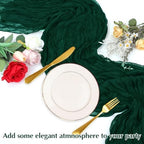 10 Pack Blackish Green Cheesecloth Table Runner -21*120Inch Long Boho Wedding Table Decor, Rustic Gauze Fabric Runner for Bridal Showers, Baby Showers & Parties (Sheer, Lightweight, Wrinkled Design) - Image 5