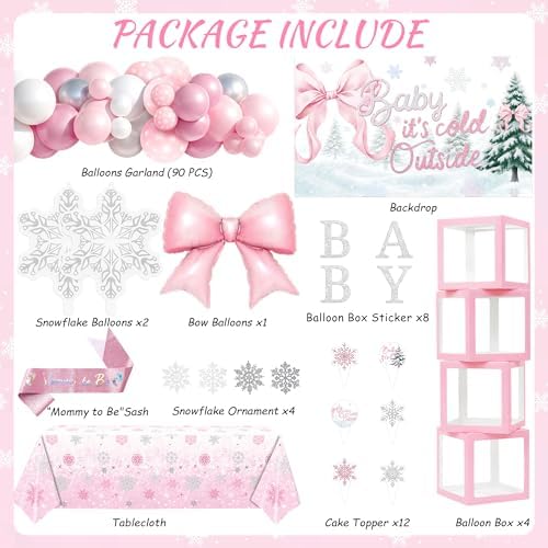 Kriyokiaa Baby Its Cold Outside Baby Shower Decorations, Pink Winter - Image 2