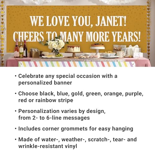 Let's Make Memories Personalized Banner for Any Occasion - Birthday Party, Retirement, Shower, Etc - Create Your Own Custom Banner - Party Decorations - Indoor/Outdoor Vinyl - Gold - 8ft - Image 3
