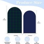 Set of 2 Tartan Plaid Arch Backdrop Cover Tartan Tiles Spandex Stretchy Arch Cover for Bear Birthday Party Boys Baby Shower Banquet Decoration (5FT 6FT,Blue Green) - Image 3