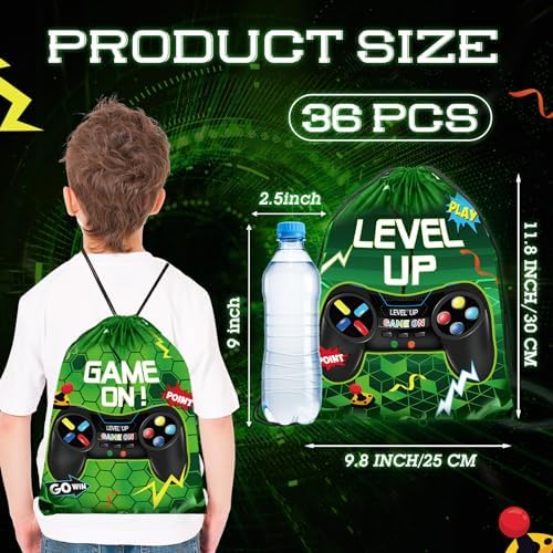 Roowest 36 Pcs Video Game Party Favor Bags for Kids, Green - Image 2