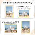 FLYJOE 13x19 Metal Picture Frame for Wall With Mat for 11x17, 13''x19'' Aluminum Photo Frames With Tempered Glass for Home Decor, Minimalist Modern Poster Frame Horizontal And Vertical Formats, Gold - Image 4