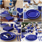 Vyntra 350 Pcs Navy Blue Paper Plates and Napkins Party Supplies - Image 4
