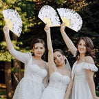 Aneco 50 Pieces Floarl Wedding Hand Fans Greenery Handheld Paper Foldable Fans - Image 5