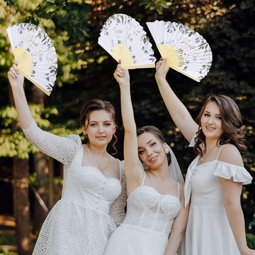 Aneco 50 Pieces Floarl Wedding Hand Fans Greenery Handheld Paper Foldable Fans - Image 5
