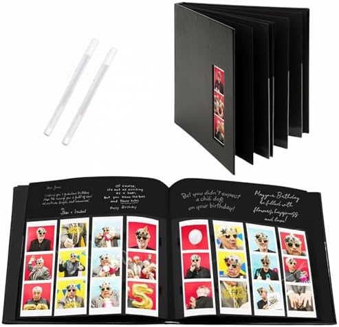 PBF (5 Pack) Photo Booth Album, Guest Book with 2x6 Clear Picture Inserts, Black Cover with Plastic Sleeves & Black Pages, Scrapbook Album for Photo Strips, Memory Book, Wedding, and Baby Showers by pbfPHOTOBOOTHFRAMES