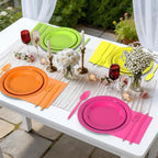 350 Pcs Neon Disposable Plates and Napkins Tableware Set for 50 Guests - Image 5