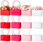 Geyoga 12 Pcs Flower Bags Boxes for Arrangements Kraft Paper Floral Wrapping with Handle Waterproof for Graduation Mother's Day Anniversary Fresh Flowers Bouquets Gift Bags(4 Colors) by Geyoga