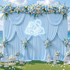 50x10ft Baby Blue Backdrop Curtain for Baby Shower Parties Wrinkle Free Fabric Backdrop Curtain Wedding Photo Backdrop Drapes for Birthday Party Gender Reveal Photography Back Drop 10 Panels 5x10FT - Image 3
