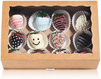25PCS10 x 7 x 2.5 inches One Piece Professional Strawberry Boxes, Cookie Boxes, Natural Kraft Brown Paper Boxes with Display Window - Image 2