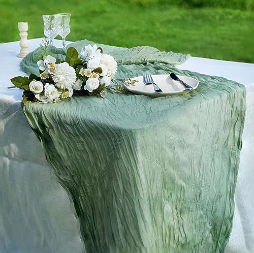 12 Pcs Beige Cheesecloth Table Runner 13ft Boho Gauze Cheesecloth Table Runner 160 inch Long for Christmas Wedding Bridal Baby Shower Birthday Table Decorations - Image 5