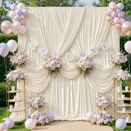 40ft x 10ft Beige Backdrop Curtains, Beige Cream Drapes for Backdrop Fabric - Image 6