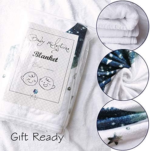 Monthly Milestone Blanket for Baby Boy, Age Month Blankets with Growth Chart, Newborns Gift for Baby Shower, Soft Plush Photo Prop Blanket, Wreath &12 Stickers Included,51''x40'' - Image 3