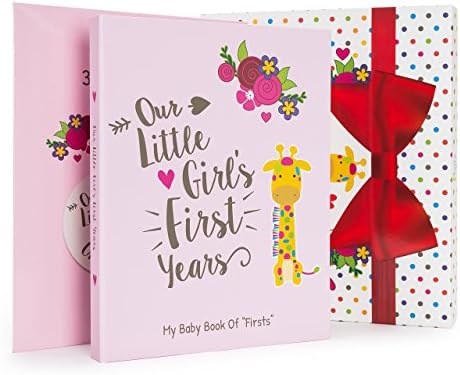 Ronica Baby Girl Gift Set with Baby Memory Book and Monthly Stickers, Modern Photo Journal, Keepsake Album for Girls, First 5 Years, Shower Gift Idea for Mom, Dad Or Grandparents by Ronica