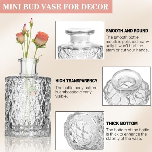 Mini Bud Vases Set of 32 As Wedding Centerpieces for Tables,Clear Bud Vases for Flowers,Small Flower Vases Suitable for Birthday Party,Anniversary,Wedding Reception,Baby Shower (Clear, 32PCS) - Image 3