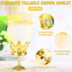 30 Pcs Gold Fillable Crown Goblet with Pouch for Candy Box Container Wedding Party Favor Decorative Candy Storage Container Decoration for Chocolate Cake Dessert and Birthday Baby Shower - Image 2
