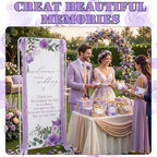 Floral Wedding Welcome Sign Stand with Satin Ribbon(Purple) - Image 4