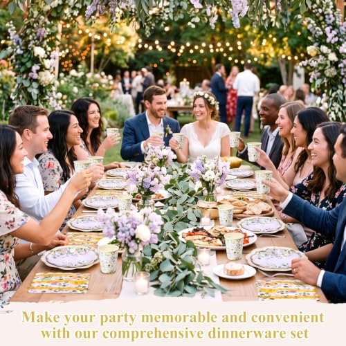 400 Pcs Sage Green Plate and Napkin Party Supplies, Purple, Mild - Image 5