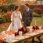 400 Pcs Fall Plaid Paper Plates and Napkins Set Autumn Disposable Checkered Dinner Party Set for 50 Guests Include Orange and Green Scalloped Plates Napkins Cup & Cutlery for Thanksgiving Fall Wedding - Image 4