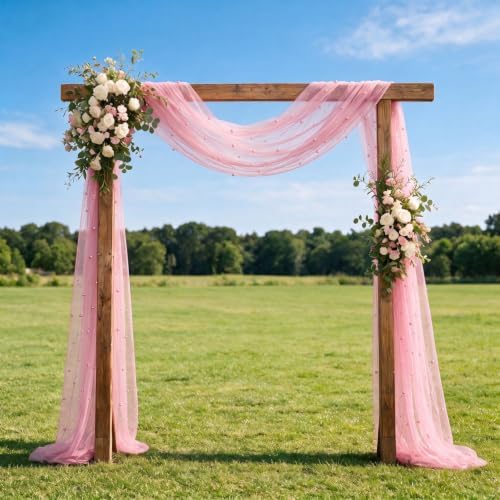 Artoid Mode 6-Pack Pearl Pastel Pink Gauze Table Runner 10FT Home Decor - Image 4