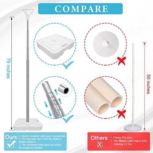 2 Set Balloon Column Stand Kit for Floor with Heavy Duty Base, VETOGETHER Adjustable 7 FT Balloon Tower Kit with Telescopic Design, Updated Balloon Pillar Kit with Metal Poles for Party Decoration - Image 5