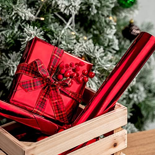 RUSPEPA Red Metallic Wrapping Paper - Solid Color Paper Perfect for Wedding, Birthday, Christmas, Baby Shower - 30 Inches x 100 Feet - Image 6