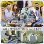 Gueevin 200 PCS Linen Feel Napkins with Plastic Dinnerware Napkin and Plastic Cutlery Set Disposable Dinnerware(Dusty Blue) - Image 5