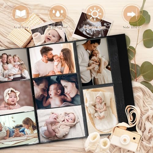 Lanpn Baby Photo Album 4x6 600 Pockets, Linen Cover Photo Book Newborn Bebe Album Memory Book with Front Window Holds 600 Horizontal and Vertical Pictures Gift for Boy Girl Baby Shower Blue - Image 4