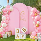 Pink and Purple Arch Cover 3 Set-7.2FT, 6.6FT, 6FT Arch Backdrop Cover Spandex Fitted 2-Color Fabric Stand Covers for Baby Shower Girls Mermaid Birthday Party Wedding Photo Background Decorations - Image 3