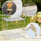 Clear Acrylic Card Box with Lock & Slot, DIY-Friendly Wedding Card Boxes for Reception Cash Gift Monetary Envelope, Elegant Gift Card Holder Box for Graduation Bridal Shower Party Table Decor - Image 5