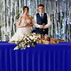 2 Pcs Royal Blue Spandex Table Covers 8ft Rectangle Ruffle Skirts for Party - Image 6
