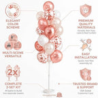 HIINS Rose Gold White Balloon Stand Kit Set of 2 with Base for Party Decor - Image 3