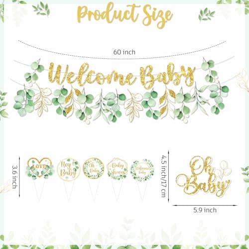185Pcs cocomigo Sage Green Baby Shower Decorations Tableware Set, 25 Serves - Image 4