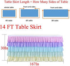 Rainbow Table Skirt Unicorn Tutu Tablecloth for Rectangle Table Girls Birthday Baby Shower Party Wedding 14ft - Image 4
