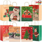JOYIN 24 Pcs Christmas Kraft Gift Bags with Twine Handles, 10'' X 13'' X 5'' Large Xmas Goodie Goody Treat Bags for Holiday Present Wrapping, Christmas Decorations, Party Supplies Decor by JOYIN