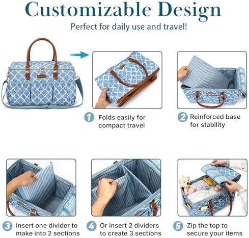 DOKUS & CO Luxe Diaper Caddy Organizer, Extra Large Collapsible Nursery Storage Tote for Baby Essentials & Travel - Image 5