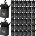 Yeaqee 100 Pack Mini Gift Bags Bulk 4 x 2.75 x 4.5 Inch Small Thank You Paper Bags with Handle and Tissue Paper for Wedding Birthday Baby Shower Business Graduation Party Favors(Black) by Yeaqee