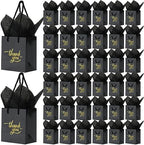 Yeaqee 100 Pack Mini Gift Bags Bulk 4 x 2.75 x 4.5 Inch Small Thank You Paper Bags with Handle and Tissue Paper for Wedding Birthday Baby Shower Business Graduation Party Favors(Black) by Yeaqee