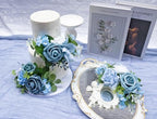 Marriwise 3Pcs Pre-Made Cake Flowers,Light Blue Wedding Cake Decor,Party - Image 6